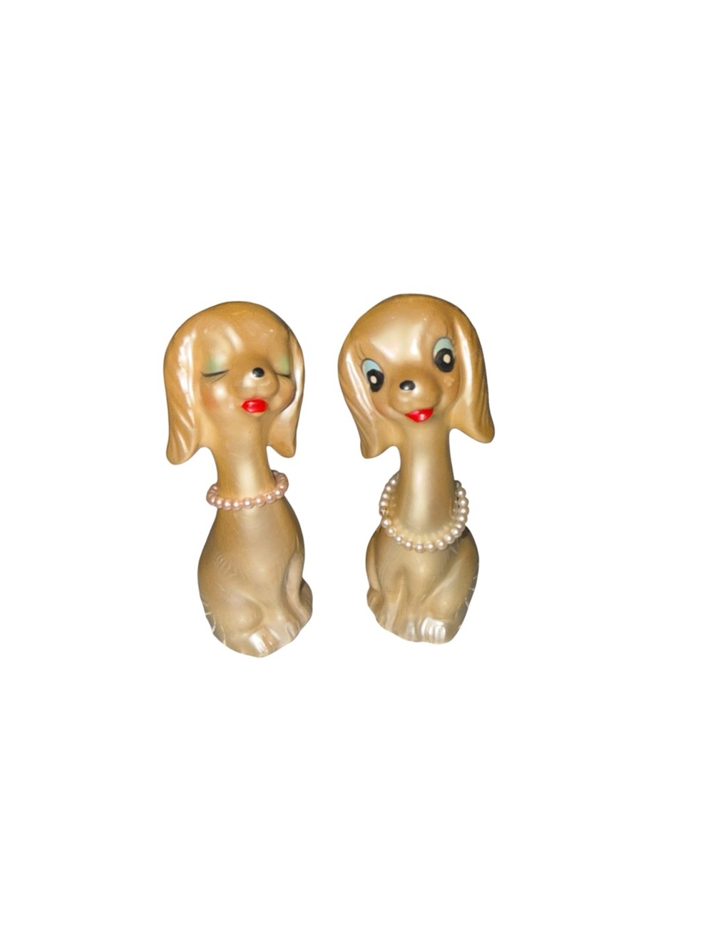 Vintage iridescent dog salt and pepper shakers